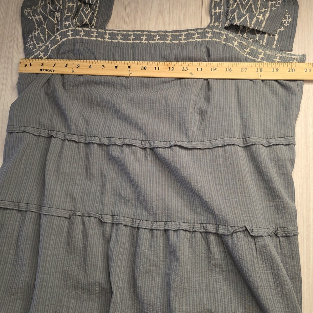 Knox‎ Rose Embroidered Ruffle Tiered Maxi Dress Blue XL Bohemian Peasant Cottage - Picture 6 of 7